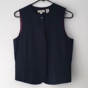 2 Piece Navy Wool Ann Taylor Vest & Long Straight Wrap Skirt